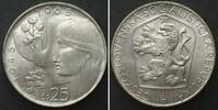 Tschechoslowakei CZECHOSLOVAKIA 25 Korun 1965, 20th ANN. of LIBERATION, silver BU!!! -