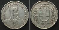 Schweiz SWITZERLAND. 5 Francs 1952 silver XF, KEY DATE! -