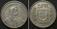Schweiz SWITZERLAND. 5 Francs 1952 silver XF, KEY DATE! -