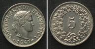 Schweiz SWITZERLAND 5 Rappen 1947 Cu-Ni UNC! -