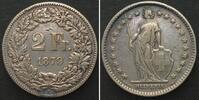 Schweiz SWITZERLAND. 2 Francs 1879 B, silver VF, KEY DATE! -