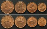 Äthiopien ETHIOPIA 1, 5, 10, 25 Cents 1944 HAILE SELASSIE copper UNC! -