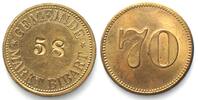 Obernzell a. D. (Bayern) Germany MARKT BIBART (Bavaria) 70 Pfennig ND (1917), NOTGELD, brass UNC, RRR! -