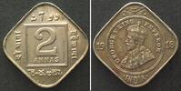 Indien Britisch INDIA. 2 Annas 1918 (c), Calcutta mint, GEORGE V, Cu-Ni, AU! -
