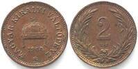 Haus Habsburg HUNGARY. 2 Filler 1904 KB, FRANZ JOSEPH I, bronze, SCARCE DATE! AU! -