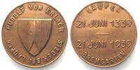 Schweiz - Medaillen BATTLE OF LAUPEN. 600th Ann. 1939 BREMGARTEN - RUDOLF v. ERLACH 28mm XF -