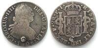 Bolivien BOLIVIA. 2 Reales 1808 PJ, PTS Potosi mint, CHARLES IV silver aVF -