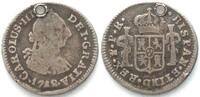 Bolivien BOLIVIA. 1/2 Real 1782 PR, PTS Potosi mint, CHARLES III silver aVF -