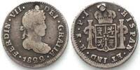 Bolivien BOLIVIA 1/2 Real 1822 PJ, PTS, Potosi mint, FERNANDO VII silver aVF/VF -