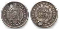 Bolivien BOLIVIA 5 Centavos 1871 (F/J) J, PTS, Potosi mint, silver SCARCE! VF+ -