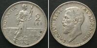 Rumänien ROMANIA 2 Lei 1912 CAROL I silver AU! -