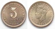Malaya MALAYA 5 Cents 1943 GEORGE VI silver BU!!! -