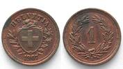 Schweiz SWITZERLAND 1 Rappen 1907 bronze AU! -
