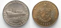 Kuba CUBA 1 Peso 1984 Ship Freighter TRANSPORTATION Cu-Ni BU SCARCE! -
