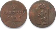Reuss-Schleiz REUSS-SCHLEIZ 1/2 Pfennig 1841 HEINRICH LXII copper VF-XF SCARCE! -