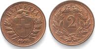Schweiz SWITZERLAND 2 Rappen 1906 bronze SCARCE YEAR! UNC! -