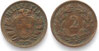 Schweiz SWITZERLAND 2 Rappen 1928 Bronze VF+ SCARCE! -