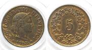Schweiz SWITZERLAND 5 Rappen 1918 brass BU! -