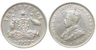 Australien AUSTRALIA Threepence 1927 GEORGE V silver XF! -