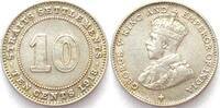Straits Settlements STRAITS SETTLEMENTS 10 Cents 1918 GEORGE V silver AU! -