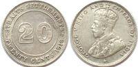 Straits Settlements STRAITS SETTLEMENTS 20 Cents 1919 GEORGE V silver AU! -
