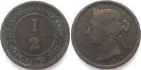 Straits Settlements STRAITS SETTLEMENTS 1/2 Cent 1872 H VICTORIA copper VF SCARCE!!! -