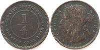 Straits Settlements STRAITS SETTLEMENTS 1/4 Cent 1872 H VICTORIA copper VF -