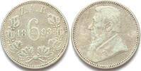 Südafrika SOUTH AFRICA 6 Pence 1893 KRUGER silver VF, SCARCE DATE! -