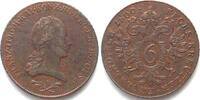 Haus Habsburg AUSTRIA 6 Kreuzer 1800 A Vienna mint FRANZ II copper XF! -