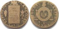 Frankreich FRANCE Sol 1793 eagle head D Lyon mint, bronze F+ -
