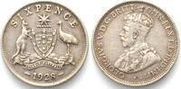 Australien AUSTRALIA. Sixpence 1928, George V, silver, XF, SCARCE DATE! -