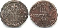 Württemberg WURTTEMBERG 3 Kreuzer 1818, WILHELM I, billon VF+ SCARCE! -