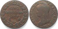Frankreich FRANCE 5 Centimes An 8/6 (1799-1800) AA Metz, bronze VF -