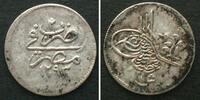 Ägypten EGYPT. Qirsh AH 1293//2 (1877) ABDUL HAMID II silver AU! -