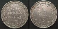 Türkei TURKEY. 20 Kurush AH 1277//8 (1868) ABDUL AZIZ silver AU! -