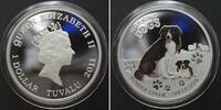 Tuvalu TUVALU. 1 Dollar 2011 Border Collie WORKING DOGS silver, 1 oz, colored, Proof -