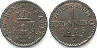Preussen German States PRUSSIA 1 Pfennig 1868 C, WILHELM I, copper XF -