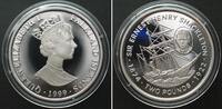 Falkland-Inseln FALKLAND ISLANDS 2 Pounds 1999 Endurance ERNEST SHACKLETON silver Proof SCARCE! -
