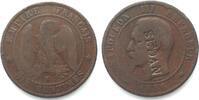 Frankreich SATYRIC 10 Centimes 1856 K, NAPOLEON III, bronze, countermarked SEDAN -