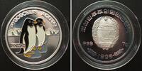 Nordkorea NORTH KOREA 100 Won 1995 PENGUINS silver COLORED Proof -