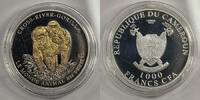 Kamerun 1000 Francs 1 Oz silver- Cross River Gorilla- partly gold-plated -
