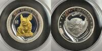 Palau 5 Dollars 1 Oz silver- Year of the Pig- partly gold-plated -