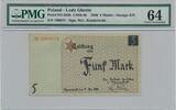 Poland 1940 5 Mark 1940 - orange serial number - PMG 64 - cardboard paper  1,300.43 £  +  52.02 £ shipping