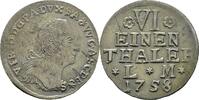 Anhalt-Bernburg Victor Friedrich 1721-1765 1/6 Taler 1758 feine Patina, sehr schön-vorzüglich