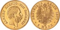 Sachsen 5 Mark Gold 1877 E Albert 1873-1902. EF