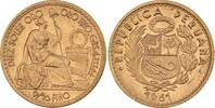 Peru 10 Soles Gold 1961 Republik seit 1821/1825. UNC-