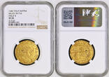 ITALY-MILAN 1582 Philip II of Spain. Gold Doppia Coin. NGC XF 45