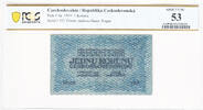 Czechoslovakia 1 Koruna 1919 Pick # 6a. #153. Bank Note. PCGS About UNC 53 80.40 &pound;49.93 &pound;  +  11.00 &pound; shipping