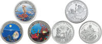 PALAU 5 Dollars (3pcs!) Colorized Proof Silver Coins w.COA & Box. -