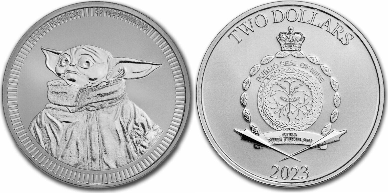 Silver coin Grogu Baby Yoda 1 oz 2023 Star Wars Niue Silver 999 Uncirculated  brilliant uncirculated